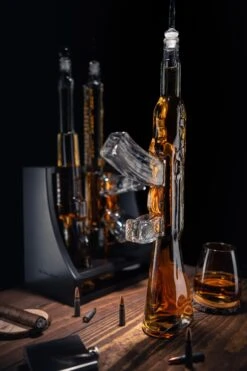 3 Gun Whiskey Decanters Set AR15, AK47, & Rifle Gun Decanter Set 1000ml By The Wine Savant - Veteran Gifts, Home Bar, Gun Lover Gifts, Tik Tok Gun Decanter, Military Gifts -Refined Spirits Store 62 GunRackPic 7