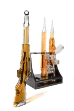 3 Gun Whiskey Decanters Set AR15, AK47, & Rifle Gun Decanter Set 1000ml By The Wine Savant - Veteran Gifts, Home Bar, Gun Lover Gifts, Tik Tok Gun Decanter, Military Gifts -Refined Spirits Store 67 GunRackWhite 2 1