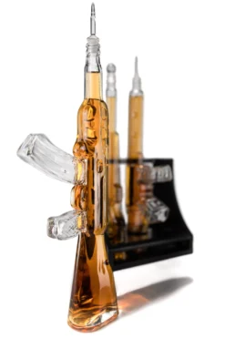 3 Gun Whiskey Decanters Set AR15, AK47, & Rifle Gun Decanter Set 1000ml By The Wine Savant - Veteran Gifts, Home Bar, Gun Lover Gifts, Tik Tok Gun Decanter, Military Gifts -Refined Spirits Store 69 GunRackWhite 4 1 scaled