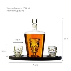 Skull King Skeleton Wine & Whiskey Globe Decanter Set 750 ML With 2 Skull Head 3oz Skeletons Shot Glasses + Mahogany Wooden Base Decor Glass, Goth Spooky Drinking Glassware The Wine Savant -Refined Spirits Store 6 c70aae0f f3fa 43e4 b844 f8b4328a5682