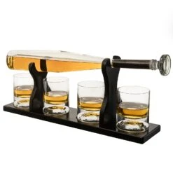 Baseball Bat Whiskey & Wine Decanter 4 Baseball Glasses, Spirits Set - Baseball Coach Gifts, Baseballs Lovers Coaches, Dad, Boyfriend, Brother, Friend Gift - For Whiskey & Wine (Standard Base) -Refined Spirits Store 705