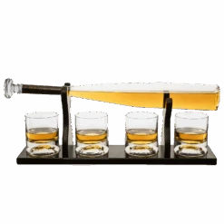 Baseball Bat Whiskey & Wine Decanter 4 Baseball Glasses, Spirits Set - Baseball Coach Gifts, Baseballs Lovers Coaches, Dad, Boyfriend, Brother, Friend Gift - For Whiskey & Wine (Standard Base)