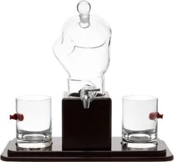 Boxing Glove Wine & Whiskey Decanter Set 750Ml 13" X 13" With 2 - 10oz Boxing Glasses By The Wine Savant For Liquor, Whiskey - Unique Boxing Gift Set, Boxer Gifts, Gifts For Boxing Enthusiasts! -Refined Spirits Store 71 osCoJ OL. AC SL1500