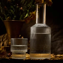 Bedside Water Carafe & Tumbler Set | 2-Piece Set | Crystal Elegant Ribbed Night Glass Pitcher - 900 ML - Bedroom Nightstand Serving Decanter Dispenser For Water, Juice, Tea Drinks, Pitcher & Cup Set 17 Bedside Water Carafe & Tumbler Set | 2-Piece Set | Crystal Elegant Ribbed Night Glass Pitcher - 900 ML - Bedroom Nightstand Serving Decanter Dispenser For Water, Juice, Tea Drinks, Pitcher & Cup Set -Refined Spirits Store 71 p5i QQlL. AC SL1500
