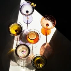 Vintage Art Deco Coupe For Champagne, Martini, Cocktails | Set Of 6 | 7 Oz Classic Cocktail Glassware - Manhattan, Cosmopolitan, Sidecar, Crystal Speakeasy Style Saucer Goblets With Stems (Muted) -Refined Spirits Store 710jWxughIL