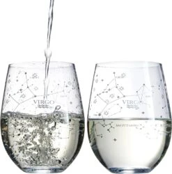 Set Of 2 Zodiac Sign Wine Glasses With 2 Wooden Coasters By The Wine Savant - Astrology Drinking Glass Set With Etched Constellation Tumblers For Juice, Water Home Bar Horoscope Gifts 18oz (Virgo) -Refined Spirits Store 711rXL5YdEL. AC SL1500