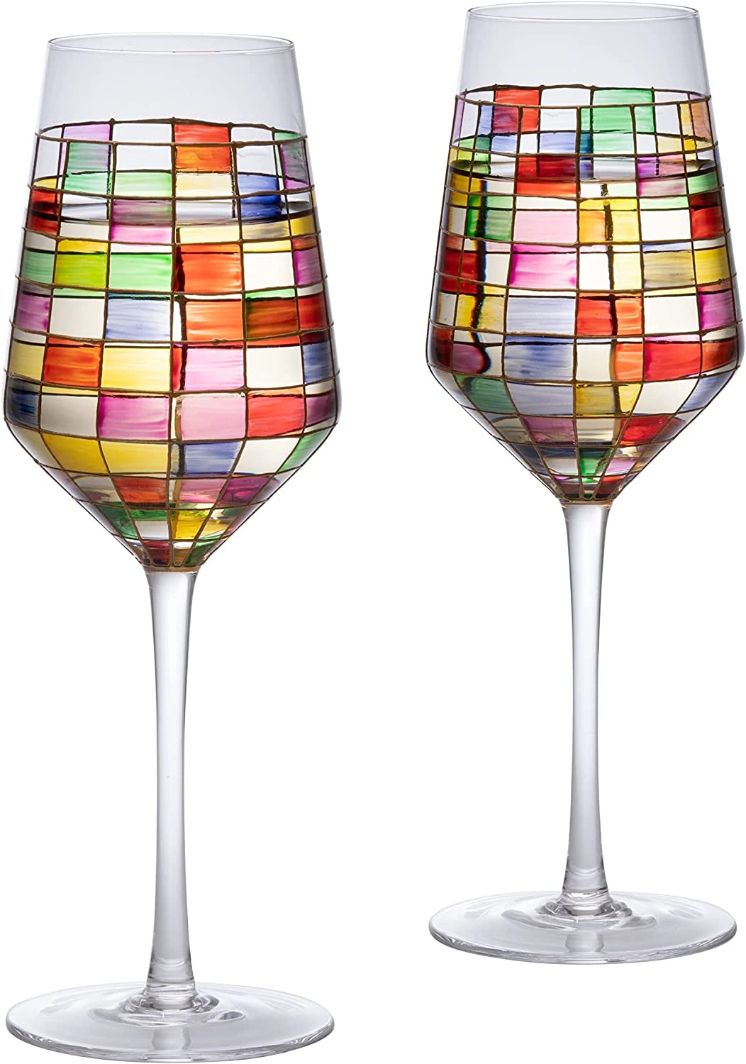 The Wine Savant Renaissance Stained Wine Glasses Set Of 2 Festive Colorful Coffee Cups, Multicolored, Home Bar Gift, Colored Drinkware, Rainbow Glassware (Stemmed) 5 The Wine Savant Renaissance Stained Wine Glasses Set Of 2 Festive Colorful Coffee Cups, Multicolored, Home Bar Gift, Colored Drinkware, Rainbow Glassware (Stemmed) - Image 5