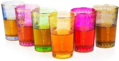 The Wine Savant Moroccan Glasses Artisan Hand-Made Multipurpose 170 Ml 6 Oz Tea And Wine Morrocan Tumbler Marrakech & Casablanca Tea Cups Set Of 6 (6 Colors) -Refined Spirits Store 713VfL8yeJL. AC SL1500