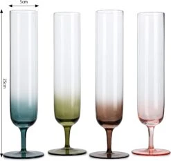 Multicolored Beautiful Champagne Flutes 10" Stemmed - 4 Set- Blue, Green, Brown, Pink - 10.5 OZ Elegant Glass Colored Glasses, Mimosa , Cocktail Bar Glassware Ideal For Home, Weddings - Gift 11 Multicolored Beautiful Champagne Flutes 10" Stemmed - 4 Set- Blue, Green, Brown, Pink - 10.5 OZ Elegant Glass Colored Glasses, Mimosa , Cocktail Bar Glassware Ideal For Home, Weddings - Gift -Refined Spirits Store 716TG7Kl CL. AC SL1500