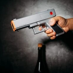 Electric Gun Wine Corkscrew Bottle Opener - Rechargeable Holster Base Cordless Battery - Automatically Open Wines Multifunctional Electronic Cork Puller - Guns Enthusiasts Gift & Vino Lovers (Silver) -Refined Spirits Store 716h1V4CQkL. AC SL1500