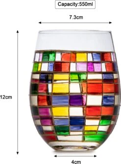 Renaissance Stained Wine Glasses Set Of 2 By The Wine Savant - Festive Colorful Coffee Cups, Stained Window, Multicolored, Home Bar Gift, Colored Drinkware, Rainbow Glassware (Stemless) -Refined Spirits Store 717YFpuFg2L. AC SL1500