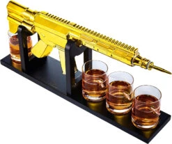 AR15 Gold Whiskey Decanter Set With 4 Bullet Whiskey Glasses - The Wine Savant, Gift For Fathers, Uncles, Sons - Veteran Gifts, Military Gift, Home Bar Gift, Father's Day 11 AR15 Gold Whiskey Decanter Set With 4 Bullet Whiskey Glasses - The Wine Savant, Gift For Fathers, Uncles, Sons - Veteran Gifts, Military Gift, Home Bar Gift, Father's Day -Refined Spirits Store 71CEYi6ay1L. AC SL1500