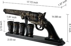 Luxury Black And Gold Pistol Decanter Set & 4 Shot Glasses – Whiskey Decanter For Liquor, Scotch, Bourbon, Vodka – Stylish Barware Gift Set For Men, Brother, Son, Dad, Him, Home Bar For Any Occasions -Refined Spirits Store 71Dt2HGerSL. AC SL1500
