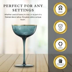 Vintage Art Deco Coupe For Champagne, Martini, Cocktails | Set Of 6 | 7 Oz Classic Cocktail Glassware - Manhattan, Cosmopolitan, Sidecar, Crystal Speakeasy Style Saucer Goblets With Stems (Muted) -Refined Spirits Store 71FkShuAt L