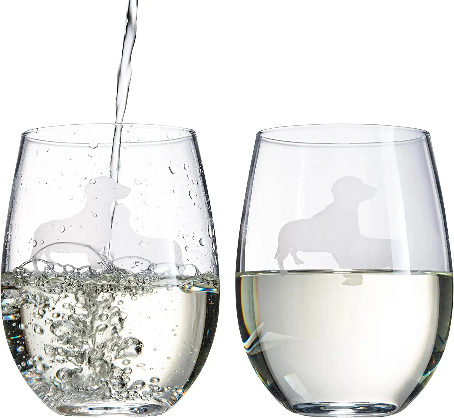 Set Of 2 Dog Daschund Stemless Wine Glasses By The Wine Savant - Wiener Dog Puppy & Doggy Lover For Him & Her - Dogs Silhouette - Glass Gifts Etched Tumblers For Anniversary, Wedding, Home Bar Gifts 5 Set Of 2 Dog Daschund Stemless Wine Glasses By The Wine Savant - Wiener Dog Puppy & Doggy Lover For Him & Her - Dogs Silhouette - Glass Gifts Etched Tumblers For Anniversary, Wedding, Home Bar Gifts - Image 5