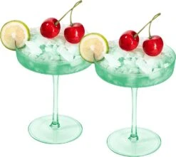 Ribbed Coupe Cocktail Glasses 8 Oz | Set Of 2 | Classic Manhattan Glasses For Cocktails, Champagne Coupe, Ripple Coupe Glasses, Art Deco Gatsby Vintage, Crystal With Stems (Green, Set Of 2) -Refined Spirits Store 71ItweBfe0L. AC SL1500