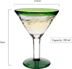Mexican Hand Blown Martini & Margarita Glasses - Green Rim Detailed - Set Of 4-10oz - Carmen Cinco De Mayo - Luxury Mexican Glassware Thick, Juice & Cocktail For Holidays & Celebration Confetti -Refined Spirits Store 71JpblZ4hDL. AC SL1500