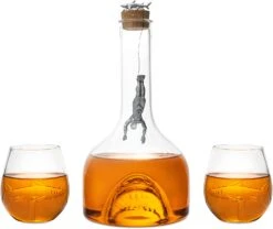 Shark Wine & Whiskey Decanter & Glasses Set By The Wine Savant - 1000ml Shark Decanter With 2 10oz Glasses - Shark Figurine, Aquatic Home Decor, Whiskey Gifts For Sea Lovers, Nautical Gifts, Gift Set -Refined Spirits Store 71K8GFOyy5L. AC SL1500