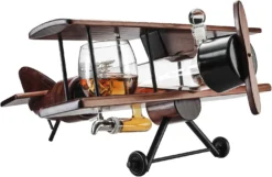 (EU ONLY) Whiskey-Dekanter-Set Und Gläser, Antikes Holz-Flugzeug – The Wine Savant Whiskey Geschenkset Und 2 Flugzeuggläser, Pilotengeschenk Mit Beweglichen Teilen, Alkoholbezogenes Geschenk, Groß, 53.3 Cm -Refined Spirits Store 71Ksuu5 17L. AC SL1500