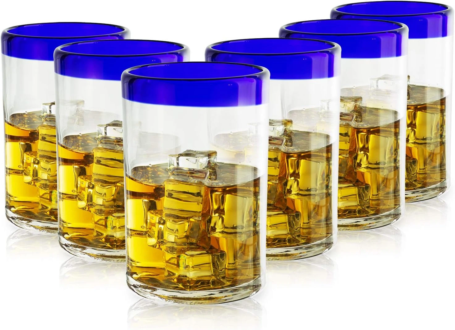 Hand Blown Mexican Drinking Glasses – Set Of 6 Confetti Rock Design Glasses By The Wine Savant (Cobalt) 4 Hand Blown Mexican Drinking Glasses – Set Of 6 Confetti Rock Design Glasses By The Wine Savant (Cobalt) - Image 4