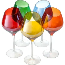 Slanted Rim Colored Wine Glasses By The Wine Savant – Set Of 5 Stylish And Slant Rim Wine Glasses For Parties, Multicolor Set For Weddings Anniversary, White Or Red Wine, Cabernet Bordeaux 20 Oz 11 Slanted Rim Colored Wine Glasses By The Wine Savant – Set Of 5 Stylish And Slant Rim Wine Glasses For Parties, Multicolor Set For Weddings Anniversary, White Or Red Wine, Cabernet Bordeaux 20 Oz -Refined Spirits Store 71M4 rMcQtL. AC SL1500