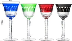 The Wine Savant Crystal Italian Multicolor Design Glasses -Set Of 4 Tall Wine Glasses 6.7oz 7.7" H Venetian Italian Style Red, Blue, Green, Brown Glasses, Great For Dinner Parties, Bars & Weddings -Refined Spirits Store 71OGmby126L. AC SL1500