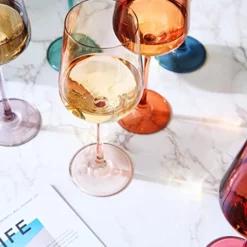 Colored Crystal Wine Glass Set Of 6, Gift For Him, Her, Wife, Friend - Large 12 Oz Glasses, Unique Italian Style Tall Drinkware - Red & White, Dinner, Color Beautiful Glassware - (Pastel) -Refined Spirits Store 71PVmInJF6L. AC SX522