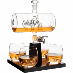 Motorcycle Decanter Whiskey & Wine Decanter Set 1100ml By The Wine Savant With 4 Whiskey Glasses, Motorcycle Gifts, Harley Davidson Motorbike Gifts, Drink Dispenser For Wine, Scotch, Bourbon 19"H 8"W