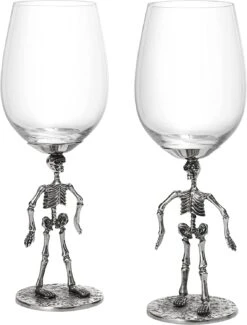 Stemmed Skeleton Wine Glass Set Of 2 By The Wine Savant - 12oz Skeleton Glasses 10" H, Goth Gifts, Skeleton Gifts, Skeleton Decor, Spooky Wine Gift Set, Perfect For Halloween Themed Parties -Refined Spirits Store 71Qjj5EtMzL. AC SL1500