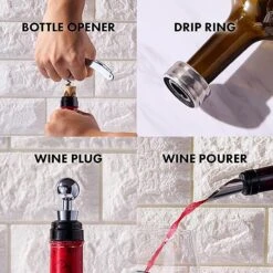 Painted STEMMED Wine Glass Box Set - Opener, Stopper, Drip Ring, Wine Pourer - 2 Glasses -Refined Spirits Store 71R1HsU2LEL. AC SX522