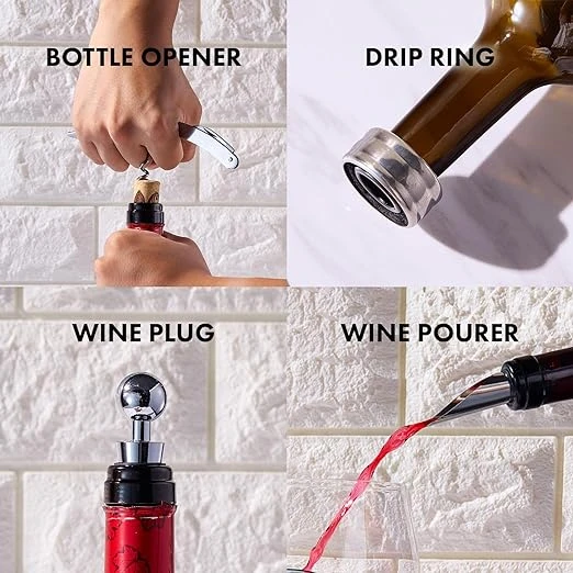 Painted STEMMLESS Wine Glass Box Set - Opener, Stopper, Drip Ring, Wine Pourer - 2 Glasses 3 Painted STEMMLESS Wine Glass Box Set - Opener, Stopper, Drip Ring, Wine Pourer - 2 Glasses - Image 3