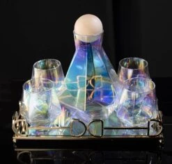 Diamond Iridescent Glass Diamond Decanter And Glasses Set, The Wine Savant Rainbow Iridescent Comes With A Diamond Decanter 4 Whiskey/Wine Diamond Glasses, 1 Tray And A Perfect Box -Refined Spirits Store 71SDmBotHAS. AC SL1500