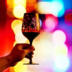 Crystal Halloween Stemmed Wine Glasses - Set Of 2 - Themed Vibrant Black & Gold Etched Spooky Graveyard Pattern Frosted Glass, Perfect For Themed Gothic Parties Trick Or Treat Gift For Him Her (14 OZ) -Refined Spirits Store 71SHOOW1SPL. AC SL1500