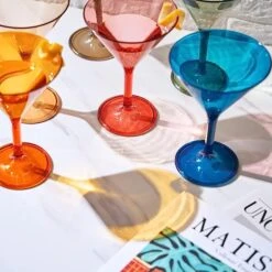 Unbreakable Pastel Color Acrylic Martini Glasses | Set Of 6 | European Style Cocktail Cups 100% Tritan Drinkware, 5 Oz Dishwasher Safe BPA-free Plastic, For Wedding, Poolside Indoors & Outdoors 10 Unbreakable Pastel Color Acrylic Martini Glasses | Set Of 6 | European Style Cocktail Cups 100% Tritan Drinkware, 5 Oz Dishwasher Safe BPA-free Plastic, For Wedding, Poolside Indoors & Outdoors -Refined Spirits Store 71TNwqaCw7L. AC SX679