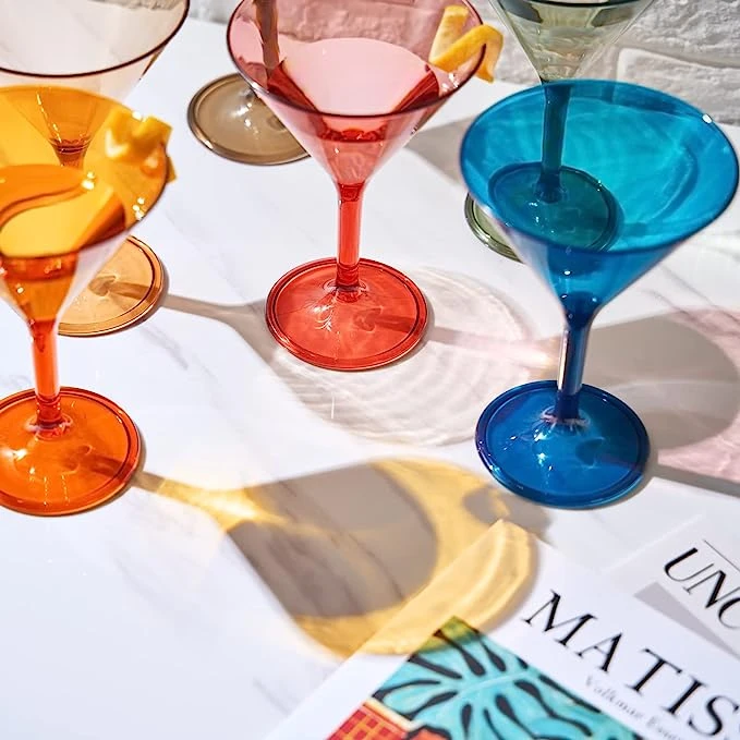 Unbreakable Pastel Color Acrylic Martini Glasses | Set Of 6 | European Style Cocktail Cups 100% Tritan Drinkware, 5 Oz Dishwasher Safe BPA-free Plastic, For Wedding, Poolside Indoors & Outdoors 3 Unbreakable Pastel Color Acrylic Martini Glasses | Set Of 6 | European Style Cocktail Cups 100% Tritan Drinkware, 5 Oz Dishwasher Safe BPA-free Plastic, For Wedding, Poolside Indoors & Outdoors - Image 3