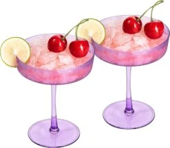 Ribbed Coupe Cocktail Glasses 8 Oz | Set Of 2 | Classic Manhattan Glasses For Cocktails, Champagne Coupe, Ripple Coupe Glasses, Art Deco Gatsby Vintage, Crystal With Stems (Lavender, Set Of 2) 11 Ribbed Coupe Cocktail Glasses 8 Oz | Set Of 2 | Classic Manhattan Glasses For Cocktails, Champagne Coupe, Ripple Coupe Glasses, Art Deco Gatsby Vintage, Crystal With Stems (Lavender, Set Of 2) -Refined Spirits Store 71TR24To91L. AC SL1500