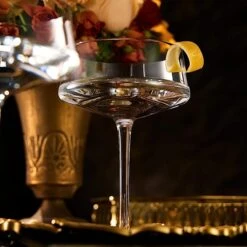 Luxury Martini Glass Set Of 2 | 10oz | Crystal Luxury Martini With Silver Spoon, Premium Hand-Blown | Classic Cocktail & Champagne Clear Coupes For Manhattan, Cosmopolitan, Sidecar, Speakeasy Goblets -Refined Spirits Store 71TjI HxJnL. AC SX679