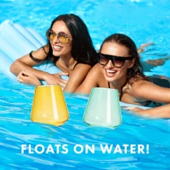 Floating Wine Glasses For Pool - Set Of 2-15 OZ Shatterproof Poolside Wine Glasses, Tritan Plastic Reusable Stemware, Beach Outdoor Cocktail, Wine, Champagne, Water Glassware Spring Summer (Yellow) -Refined Spirits Store 71TrGySHsEL. AC SL1500