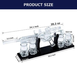 Blaster Force Gun Whiskey & Wine Decanter Set Glasses - Energized Particle Weaponry Elegant Decanter 24" - 4 Shot Glasses & Mahogany Wooden Base The Wine Savant (20 OZ) Gifts For Dad -Refined Spirits Store 71UOVVDLx1L. AC SL1500