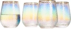 Festive Lustered Iridescent Stemless Wine & Water Glasses - Set Of 4-100% Glass 15oz Mouthblown Colorful Glasses - Anniversaries, Birthday Gift, Cocktail Party Radiance - Water, Whiskey, Juice, Gift 13 Festive Lustered Iridescent Stemless Wine & Water Glasses - Set Of 4-100% Glass 15oz Mouthblown Colorful Glasses - Anniversaries, Birthday Gift, Cocktail Party Radiance - Water, Whiskey, Juice, Gift -Refined Spirits Store 71V5X8X5ACL. AC SL1500