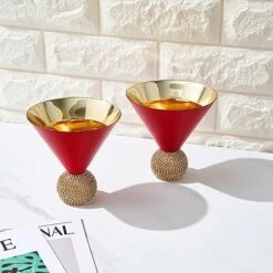 The Wine Savant Diamond Studded Martini Glasses Set Of 2 Matte Red & Gold Modern Cocktail Glass, Rhinestone Diamonds With Stemless Crystal Ball Base, Bar Or Party 10.5oz, Swarovski Style Crystals 7 The Wine Savant Diamond Studded Martini Glasses Set Of 2 Matte Red & Gold Modern Cocktail Glass, Rhinestone Diamonds With Stemless Crystal Ball Base, Bar Or Party 10.5oz, Swarovski Style Crystals -Refined Spirits Store 71Vry6IjWmL. AC SX522