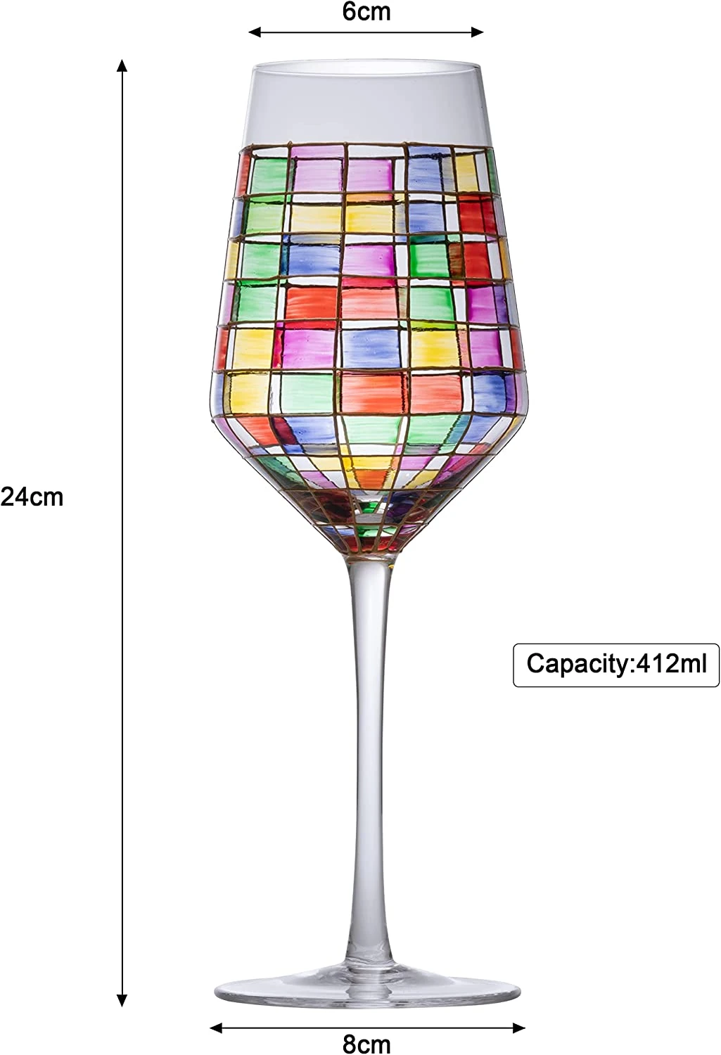 The Wine Savant Renaissance Stained Wine Glasses Set Of 2 Festive Colorful Coffee Cups, Multicolored, Home Bar Gift, Colored Drinkware, Rainbow Glassware (Stemmed) 6 The Wine Savant Renaissance Stained Wine Glasses Set Of 2 Festive Colorful Coffee Cups, Multicolored, Home Bar Gift, Colored Drinkware, Rainbow Glassware (Stemmed) - Image 6