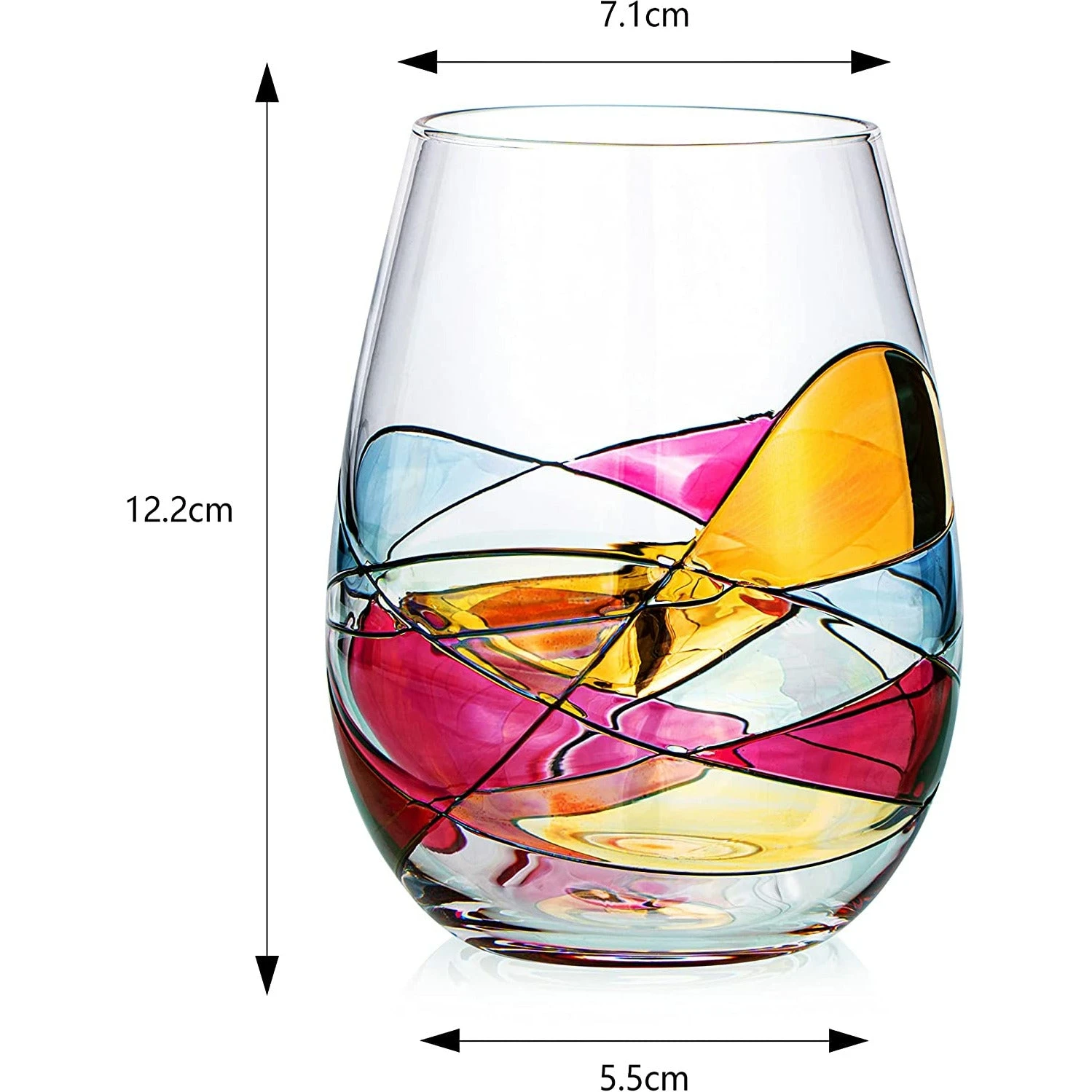 Artisanal Hand Painted Stemless - Gift For Mom, Friends, Girlfriends, Renaissance Romantic Stain-glassed Windows Wine Glasses Set Of 2 - Gift Idea For Birthday, Housewarming - Extra Large Goblets 6 Artisanal Hand Painted Stemless - Gift For Mom, Friends, Girlfriends, Renaissance Romantic Stain-glassed Windows Wine Glasses Set Of 2 - Gift Idea For Birthday, Housewarming - Extra Large Goblets - Image 6