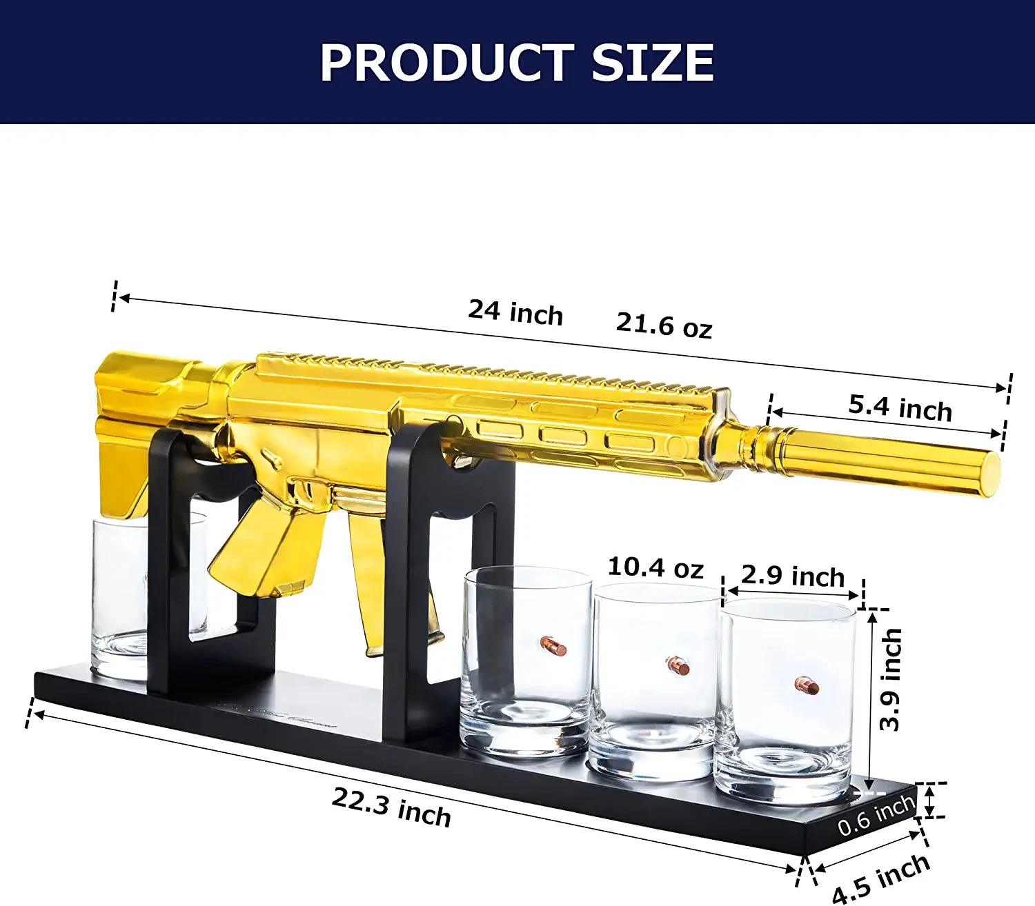 AR15 Gold Whiskey Decanter Set With 4 Bullet Whiskey Glasses - The Wine Savant, Gift For Fathers, Uncles, Sons - Veteran Gifts, Military Gift, Home Bar Gift, Father's Day 7 AR15 Gold Whiskey Decanter Set With 4 Bullet Whiskey Glasses - The Wine Savant, Gift For Fathers, Uncles, Sons - Veteran Gifts, Military Gift, Home Bar Gift, Father's Day - Image 7