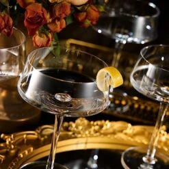 Luxury Martini Glass Set Of 4 | 10oz | Crystal Luxury Martini With Silver Spoon, Premium Hand-Blown | Classic Cocktail & Champagne Clear Coupes For Manhattan, Cosmopolitan, Sidecar, Speakeasy Goblets -Refined Spirits Store 71 eFWV7EcL. AC SX679