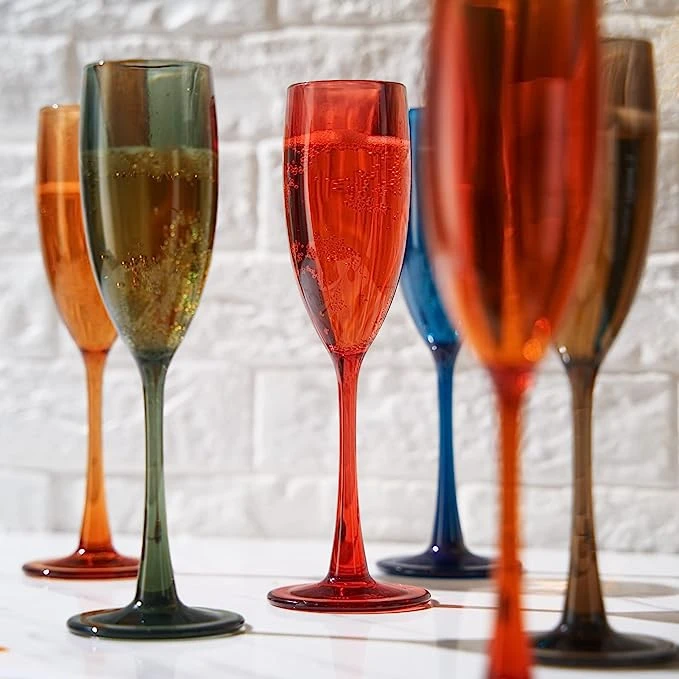 Unbreakable Pastel Color Acrylic Champagne Flutes Glasses | Set Of 6 | European Style Toasting Cups 100% Tritan Drinkware, 5 Oz Dishwasher Safe BPA-free Plastic, Perfect For Wedding, Poolside Outdoors 4 Unbreakable Pastel Color Acrylic Champagne Flutes Glasses | Set Of 6 | European Style Toasting Cups 100% Tritan Drinkware, 5 Oz Dishwasher Safe BPA-free Plastic, Perfect For Wedding, Poolside Outdoors - Image 4