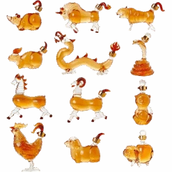 12 Chinese Zodiac Wine & Whiskey Decanter Set | Set Of 12 Miniature Hand Blown Decanters | New Year Table Decoration, Constellation Glassware, Personalized Animal Red Wine Carafe Gift 150 ML