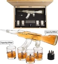 Whiskey Decanter Flag Set - 1000ml AK47 Rifle Gun, Glasses & Chillers Set In Box - Hanging Storage American Flag Gift Box With Silver Metal Flag, Great Gift Army, Navy, Marines, Veterans -Refined Spirits Store 71boZWxqwHL. AC SX522