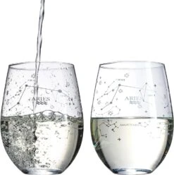 Set Of 2 Zodiac Sign Wine Glasses With 2 Wooden Coasters By The Wine Savant - Astrology Drinking Glass Set With Etched Constellation Tumblers For Juice, Water Home Bar Horoscope Gifts 18oz (Aries) -Refined Spirits Store 71bqODQ vUL. AC SL1500