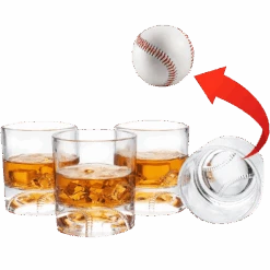 The Wine Savant Baseball Whiskey Glass - 12oz Whiskey Glass Perfect For Any Occasion, Baseball Lovers, Baseball Gifts, Baseball Themed Party, Baseball Birthday Gift Set (4)
